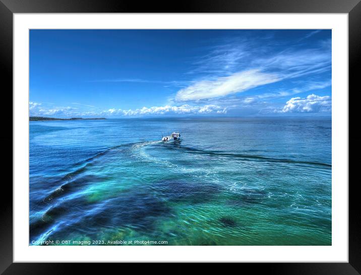 Hopeman Bay Morayshire North East Scotland Speed Boat Round The Bay  Framed Mounted Print by OBT imaging