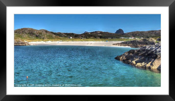 Achmelvich Beach, Hillhead Caravan Park & Suliven Mountain Assynt Highland Scotland Framed Mounted Print by OBT imaging