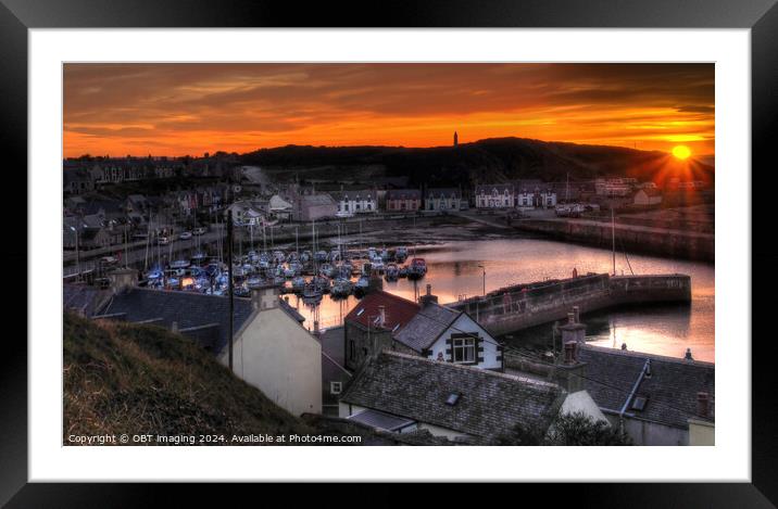 Sunset Findochty Harbour Moray Scotland Framed Mounted Print by OBT imaging