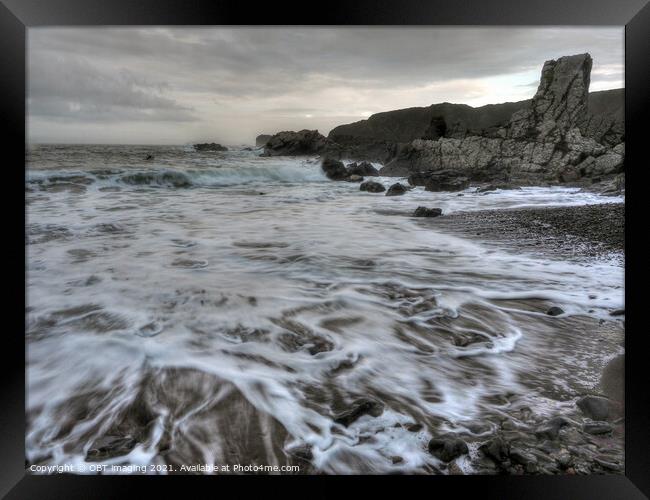 Sea Swirl Near Needle Eye Rock Macduff Scotland Framed Print by OBT imaging