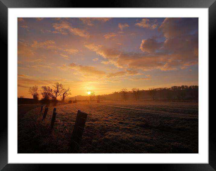 Misty Meadow Arlescote Warwickshire Framed Mounted Print by Michelle Bowler