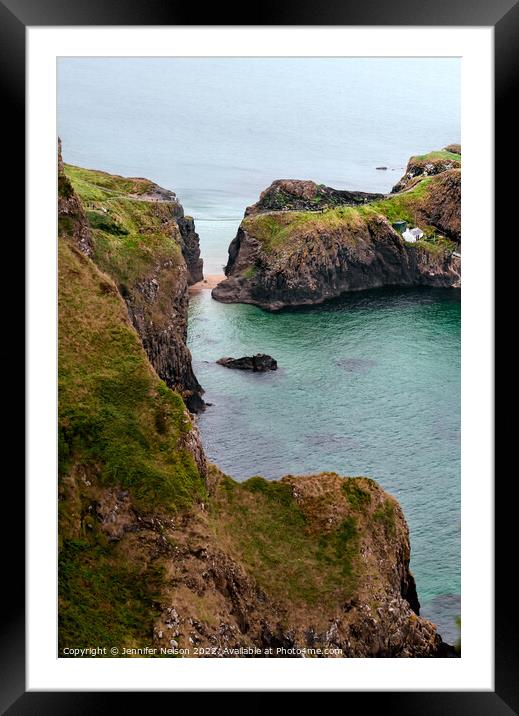 Carrick a Rede Rope Bridge Northern Ireland  Framed Mounted Print by Jennifer Nelson