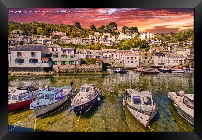 A Serene Sunset in Polperro Harbour Framed Print by Lee Kershaw