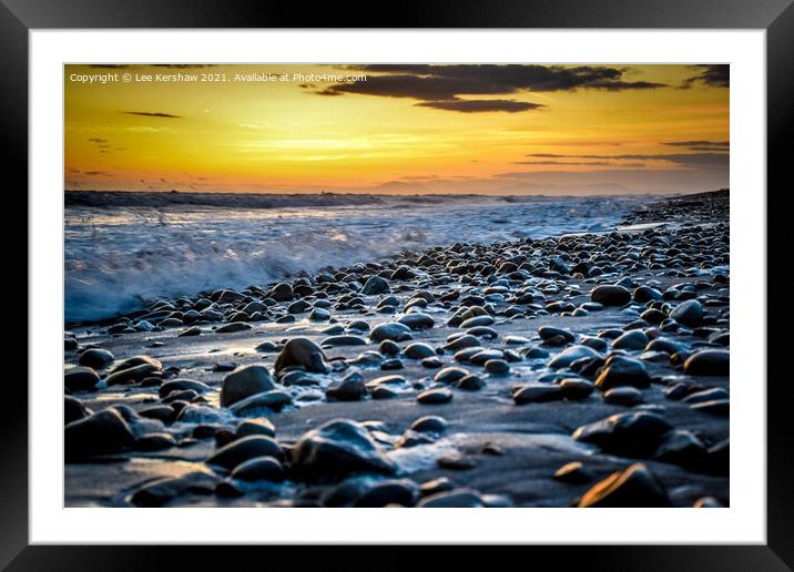 Sunset Beach Pebbles Framed Mounted Print by Lee Kershaw