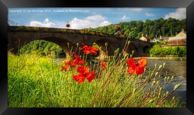 Usk Bridge (northside) and Poppies Framed Print by Lee Kershaw