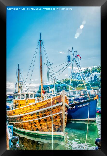 "Timeless Charm: Fishing Boats in Mevagissey" Framed Print by Lee Kershaw