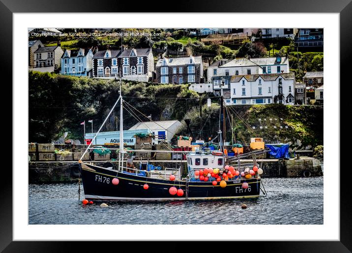 "Vibrant Mevagissey Fishing Boat Sets Sail" Framed Mounted Print by Lee Kershaw