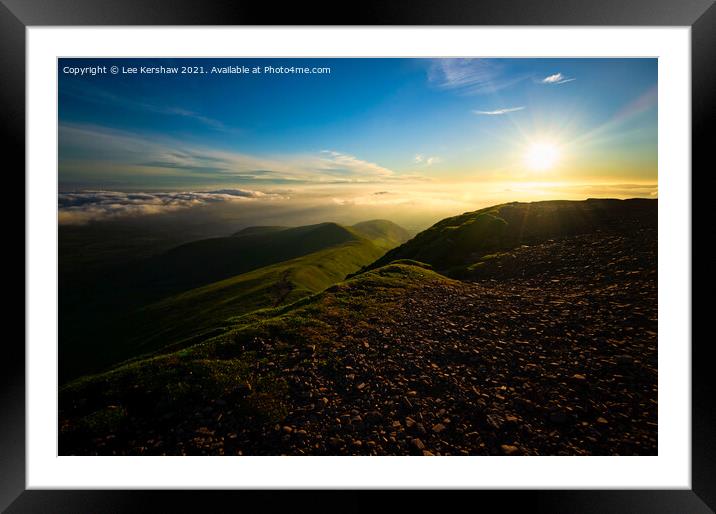 "Radiant Sunrise Painting the Pen y Fan Summit" Framed Mounted Print by Lee Kershaw