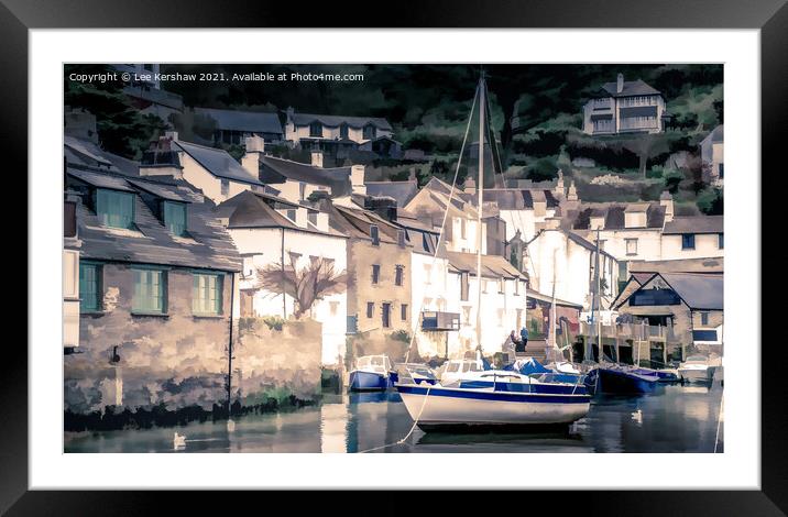 Tranquil Charm of Polperro Harbour Framed Mounted Print by Lee Kershaw