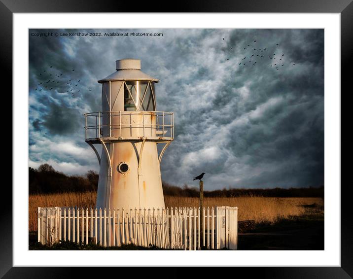 East Usk Lighthouse at Goldcliff, Newport Seawall Framed Mounted Print by Lee Kershaw