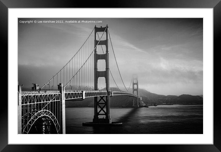 "Enchanting Monochrome: The Golden Gate Bridge Eme Framed Mounted Print by Lee Kershaw