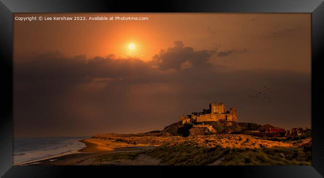 "Bamburgh Castle: A Glorious Coastal Fortress" Framed Print by Lee Kershaw