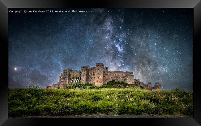 "Awe-Inspiring Bumburgh Castle Embraced by the Cel Framed Print by Lee Kershaw