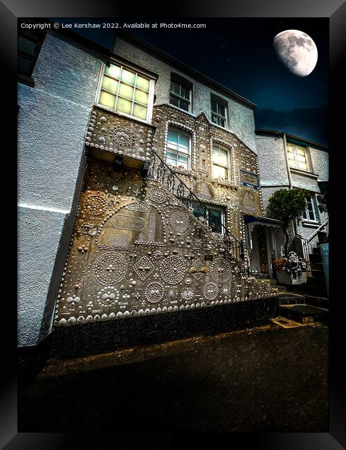 Enchanting Moonlit Shell House in Polperro Framed Print by Lee Kershaw