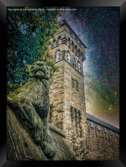 A Stone Statue Guards Cardiff Castle Framed Print by Lee Kershaw