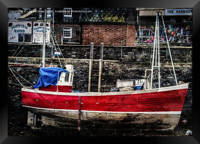 Red Boat Framed Print by Lee Kershaw