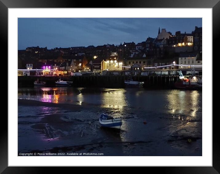 Whitby Harbour At Night Framed Mounted Print by Fiona Williams