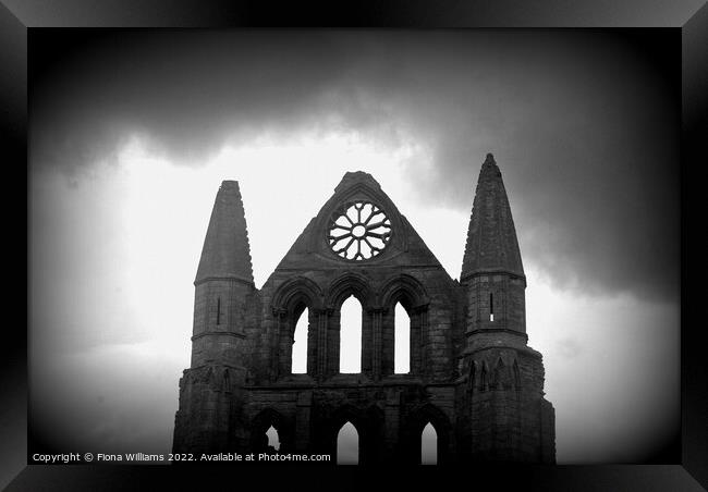 whitby abbey front in black and white Framed Print by Fiona Williams