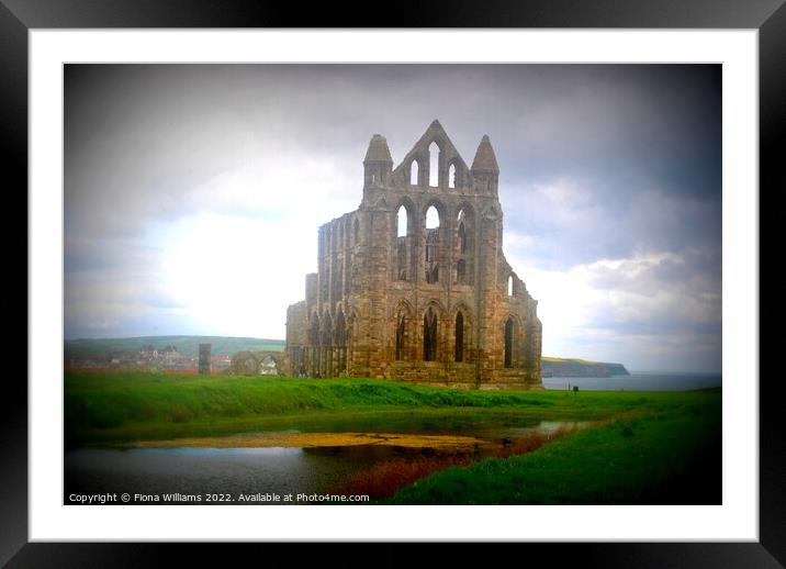Whitby Abbey and pond Framed Mounted Print by Fiona Williams