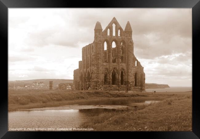 Whitby Abbey in Sepia Framed Print by Fiona Williams