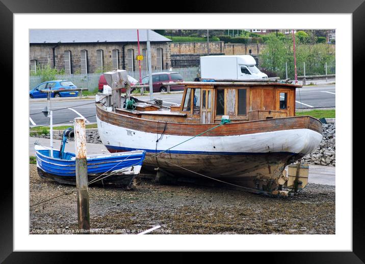 Two boats at Whitby harbour Framed Mounted Print by Fiona Williams