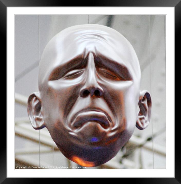 Sadness face sculpture Framed Mounted Print by Fiona Williams