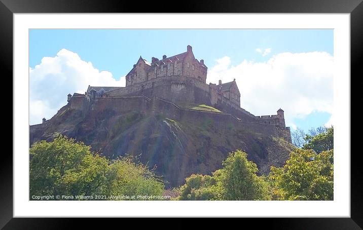 Edinburgh Castle on the rockface Framed Mounted Print by Fiona Williams