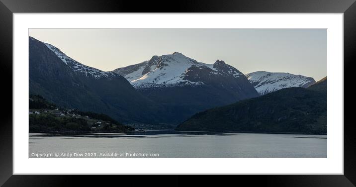 Fjords at dawn Framed Mounted Print by Andy Dow