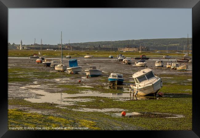 Keyhaven at low tide Framed Print by Andy Dow