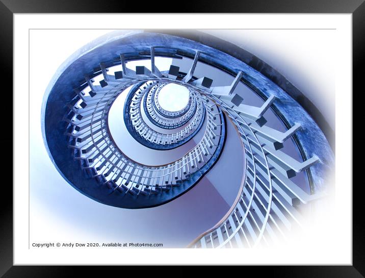 Spiral staircase to the sky Framed Mounted Print by Andy Dow