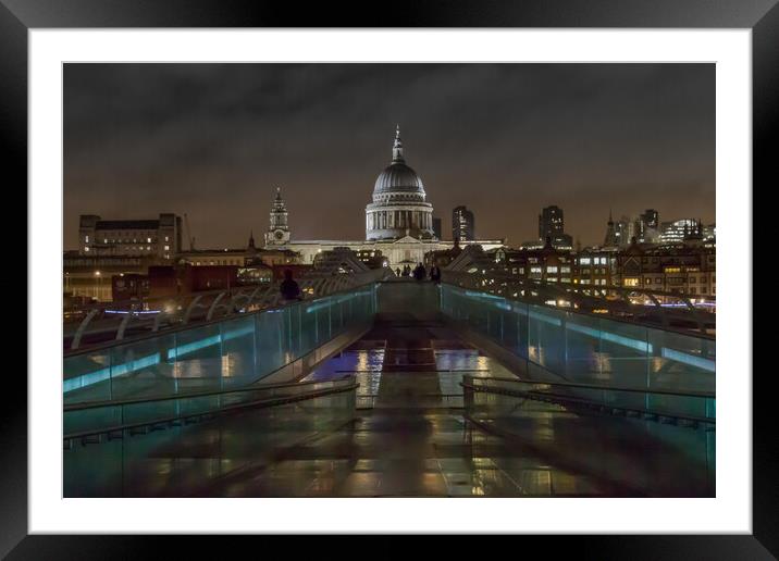 Saint Paul's Cathedral at night Framed Mounted Print by Andy Dow