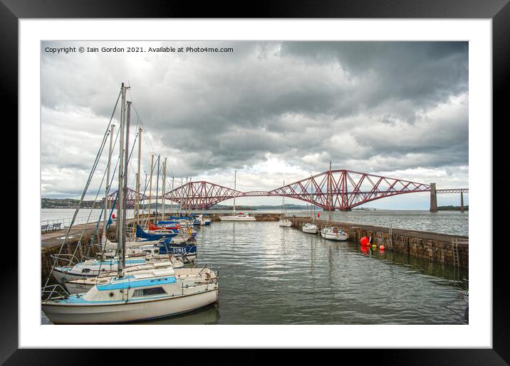 South Queensferry Harbour and Forth Rail Bridge View - Scotland Framed Mounted Print by Iain Gordon