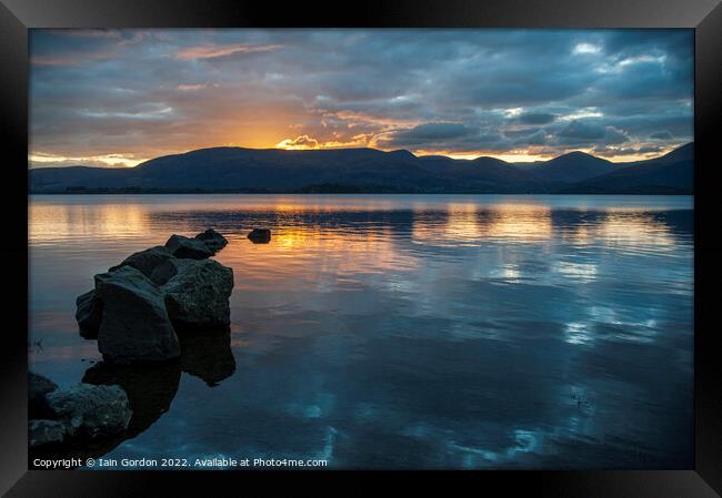 Sunset over Loch Lomond Scotland Framed Print by Iain Gordon