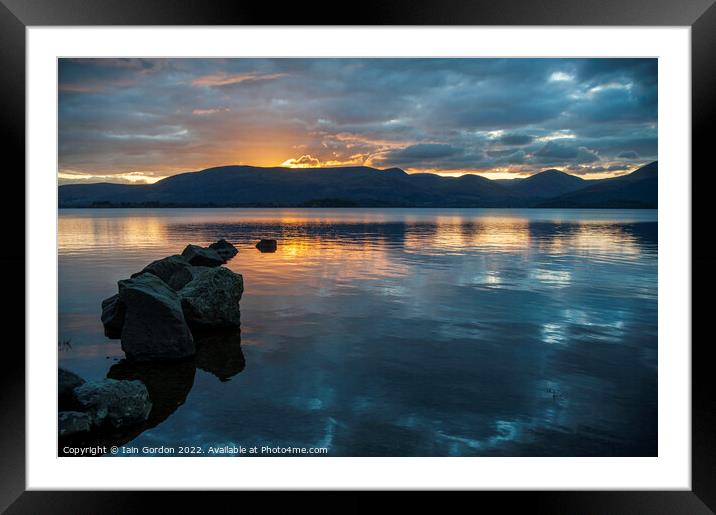 Sunset over Loch Lomond Scotland Framed Mounted Print by Iain Gordon