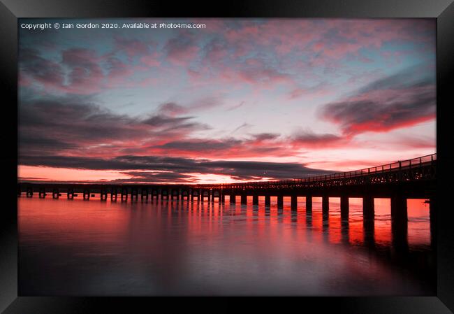 Gorgeous Sunset Tay Rail Bridge Dundee Scotland Framed Print by Iain Gordon