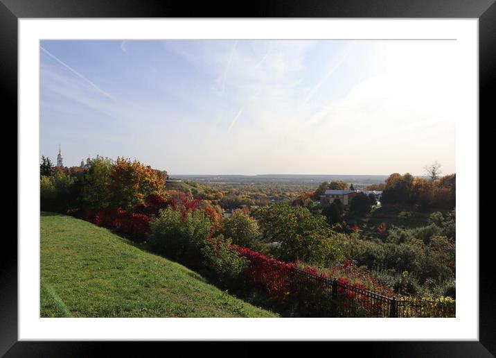 Autumn landscape, top view, panorama, Vladimir city, Russia.  Framed Mounted Print by Karina Osipova