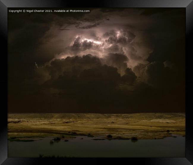 Desert lightning  Framed Print by Nigel Chester