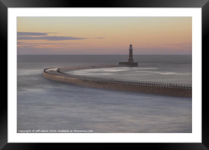 Roker pier sunrise Framed Mounted Print by jeff wilson