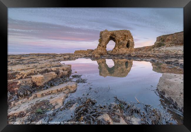 Sea arch reflection  Framed Print by jeff wilson