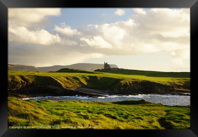 Scienic Irish castle and landscape Framed Print by Ainars Djatlevskis