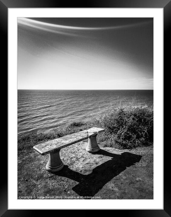 A bench with a view Framed Mounted Print by Joana Ramos