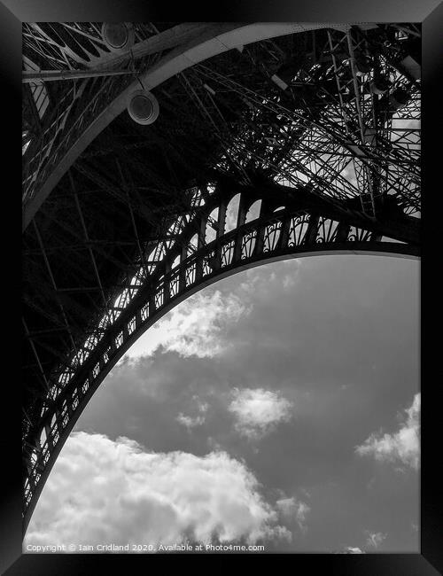 Close up section of the Eiffel Tower. Framed Print by Iain Cridland