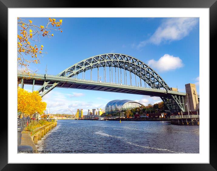 Tyne bridge at Newcastle quayside Framed Mounted Print by Janet Kelly