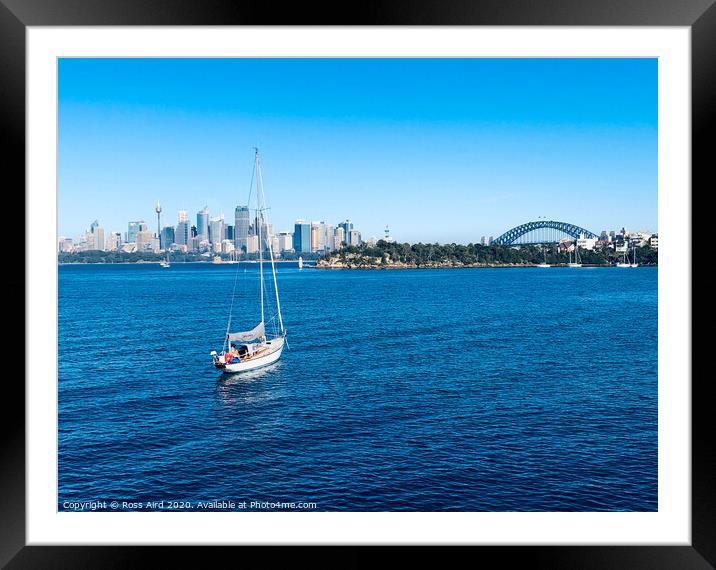 Yacht in Sydney Harbour Framed Mounted Print by Ross Aird