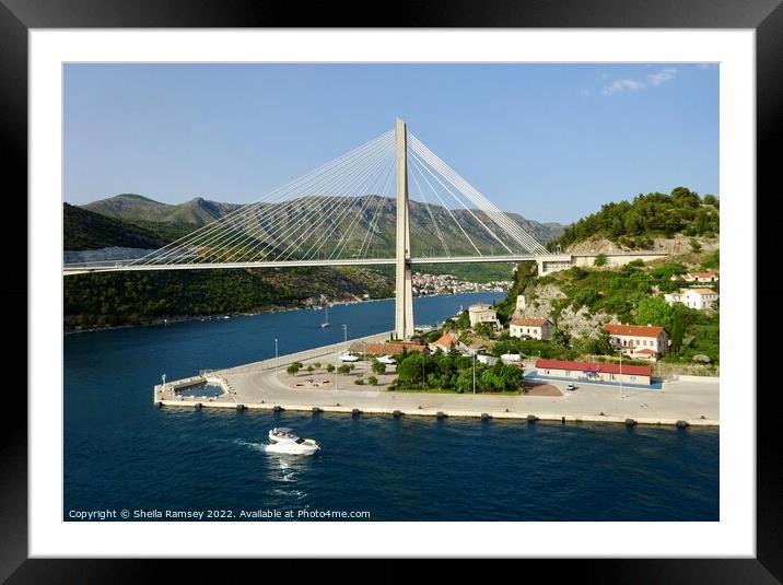Franjo Tudman Bridge Dubrovnik Framed Mounted Print by Sheila Ramsey
