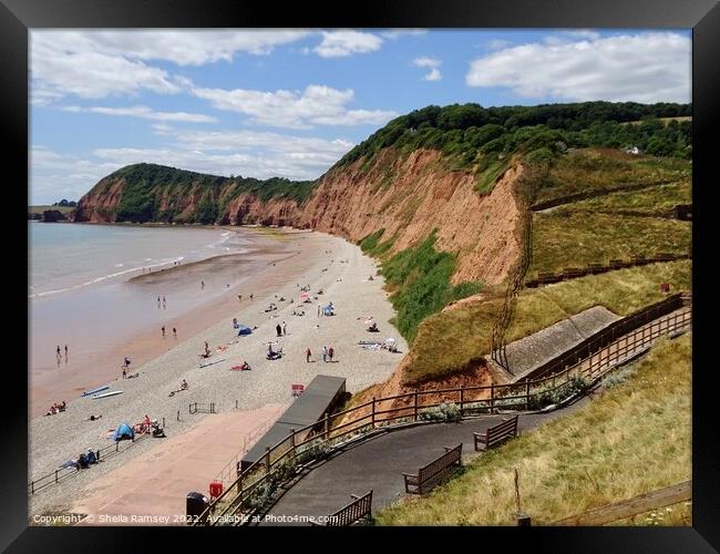 The Beach At Sidmouth Framed Print by Sheila Ramsey