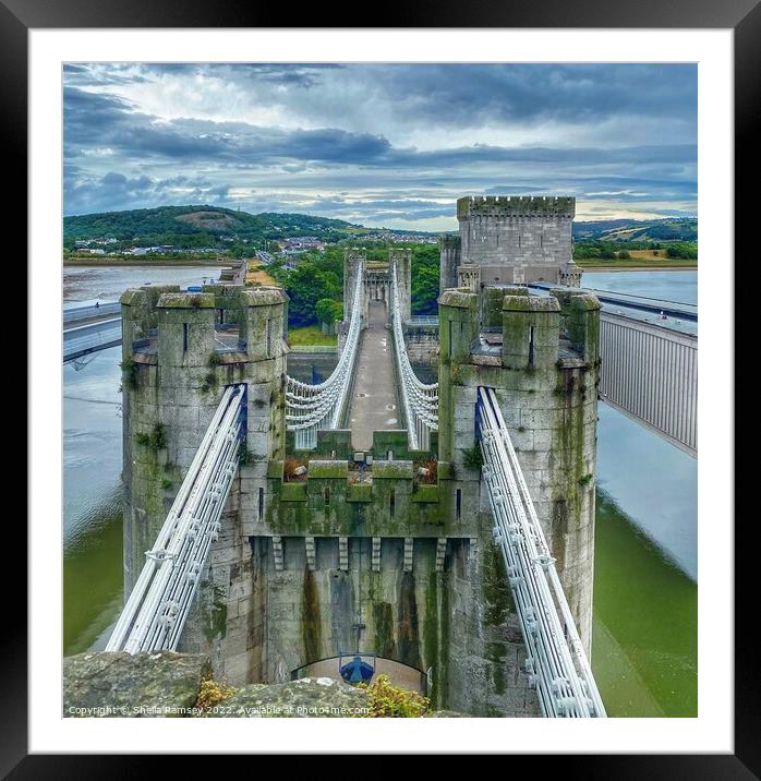 The Conwy Suspension Bridge Framed Mounted Print by Sheila Ramsey
