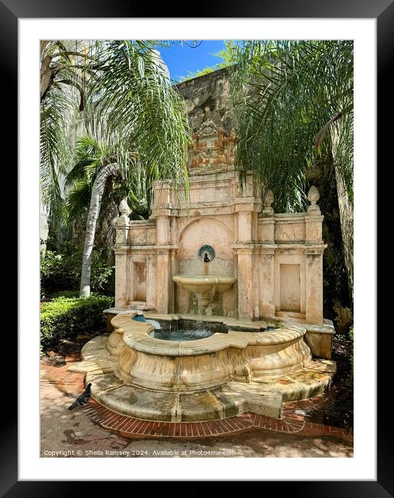 Water Fountain Old San Juan Framed Mounted Print by Sheila Ramsey