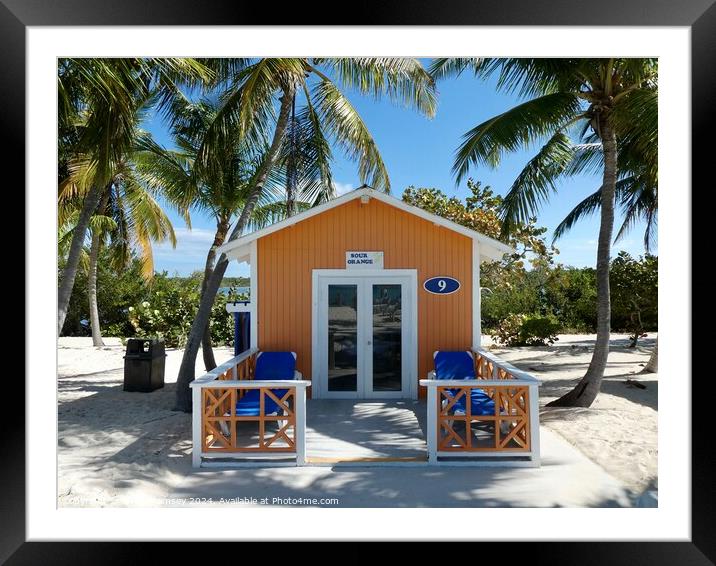 Sour Orange Beach Hut Bahamas Framed Mounted Print by Sheila Ramsey
