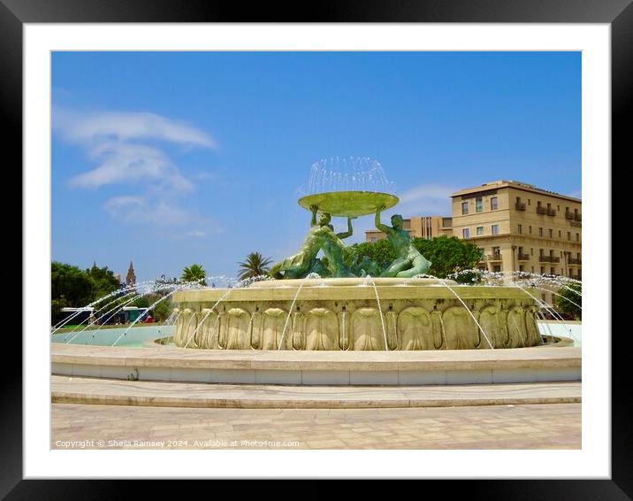 Triton Fountain Valletta Framed Mounted Print by Sheila Ramsey